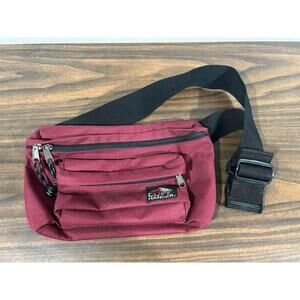 Vintage Cliff Hanger Pack Burgundy 2 Pocket Adjustable Hip Waist Bag Retro 90s
